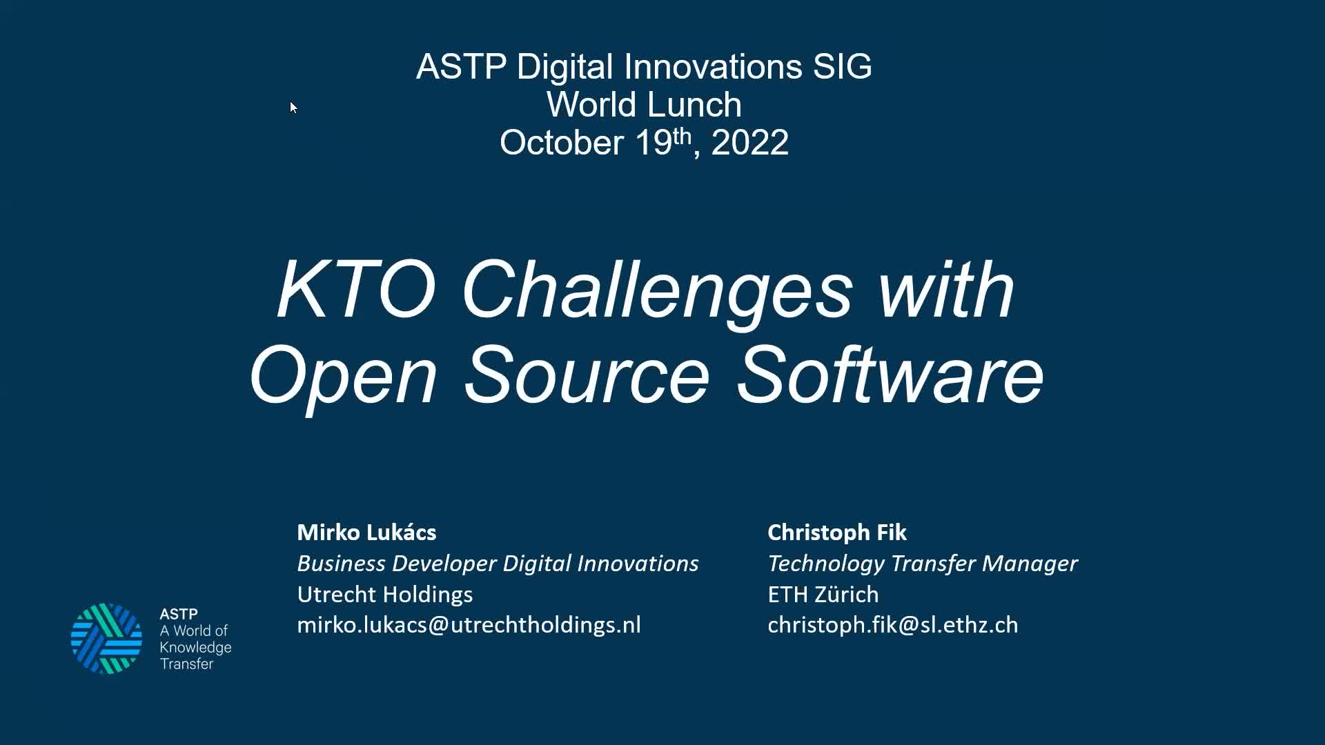 Digital Innovations SIG: World Lunch #1, Open Source